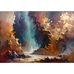 Gilded Canyon Passage - AI Art Wall Mural for Contemporary Interiors Gilded Canyon Passage - AI Art Wall Mural for Contemporary Interiors | Wall4Soul