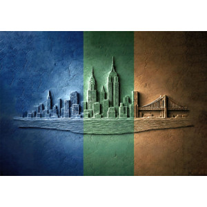 Chromatic Skyline Relief - AI Art Wall Mural for Contemporary Interiors | Wall4Soul