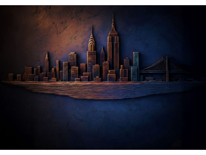 Midnight Metropolis Relief - AI Art Wall Mural for Contemporary Interiors Midnight Metropolis Relief - AI Art Wall Mural for Contemporary Interiors