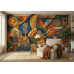 Earthbound Symbols - AI Art Wall Mural for Contemporary Interiors