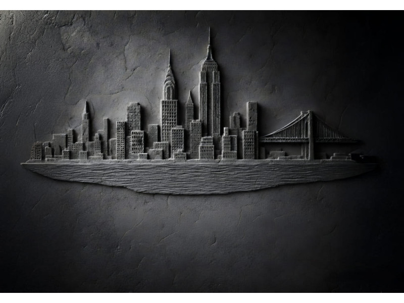 Shadow City Monument - AI Art Wall Mural for Contemporary Interiors