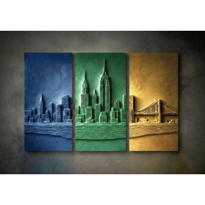 Urban Trinity Panels - AI Art Wall Mural for Contemporary Interiors | Wall4Soul