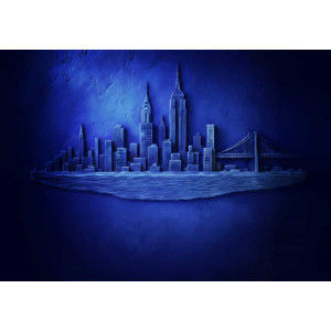 Cobalt City Silence - AI Art Wall Mural for Contemporary Interiors | Wall4Soul