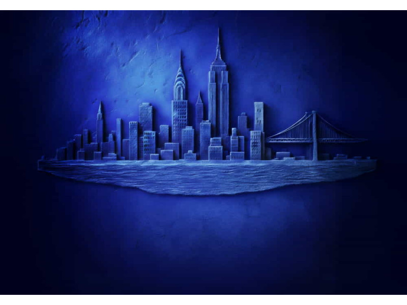 Cobalt City Silence - AI Art Wall Mural for Contemporary Interiors Cobalt City Silence - AI Art Wall Mural for Contemporary Interiors
