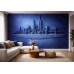 Cobalt City Silence - AI Art Wall Mural for Contemporary Interiors Cobalt City Silence - AI Art Wall Mural for Contemporary Interiors