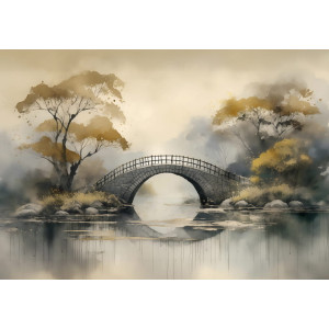 Misty Bridge - AI Art Wall Mural for Contemporary Interiors Misty Bridge - AI Art Wall Mural for Contemporary Interiors | Wall4Soul