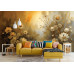 Golden Glow Floral - AI Art Wall Mural for Contemporary Interiors Golden Glow Floral - AI Art Wall Mural for Contemporary Interiors