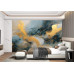 Teal and Gold - AI Art Wall Mural for Contemporary Interiors