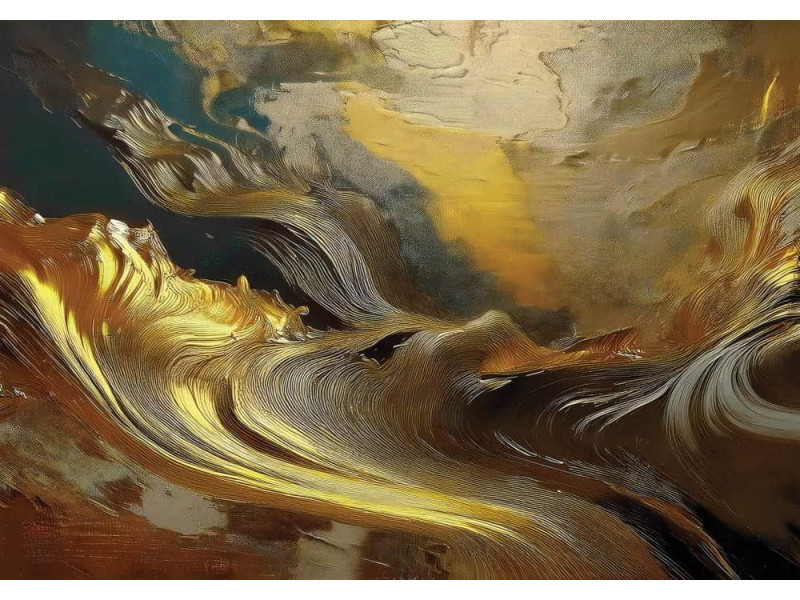 Golden Waves Abstract Art - Shimmering AI Wall Mural Golden Waves Abstract Art - Shimmering AI Wall Mural