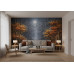 Moonlight Over Relief Forest - AI Art Wall Mural for Contemporary Interiors Moonlight Over Relief Forest - AI Art Wall Mural for Contemporary Interiors