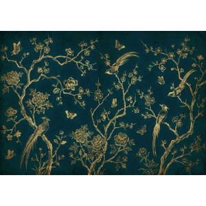 Royal Indigo - Ornamental Garden - AI Art Wall Mural for Contemporary Interiors