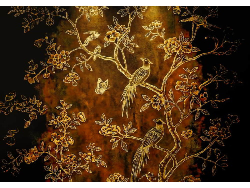 Golden Amber - Ornamental Garden - AI Art Wall Mural for Contemporary Interiors Golden Amber - Ornamental Garden - AI Art Wall Mural for Contemporary Interiors
