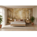 Golden Birch Forest Relief - AI Art Wall Mural for Contemporary Interiors