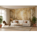 Golden Birch Forest Relief - AI Art Wall Mural for Contemporary Interiors