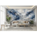 Silver & Indigo Fusion Metallic Blues - Modern AI Wall Mural