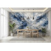 Silver & Indigo Fusion Metallic Blues - Modern AI Wall Mural