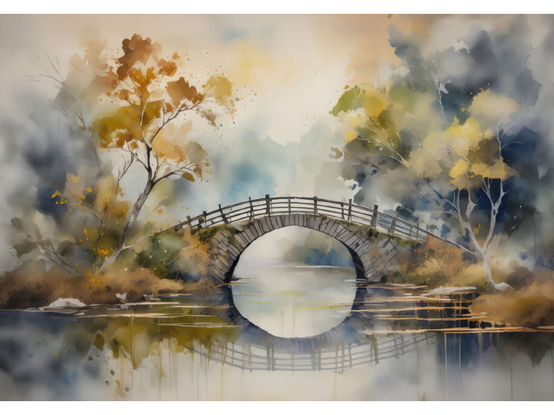 Tranquil Crossing - AI Art Wall Mural for Contemporary Interiors Tranquil Crossing - AI Art Wall Mural for Contemporary Interiors