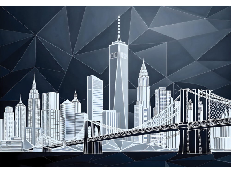 Manhattan Facets - AI Art Wall Mural for Contemporary Interiors Manhattan Facets - AI Art Wall Mural for Contemporary Interiors