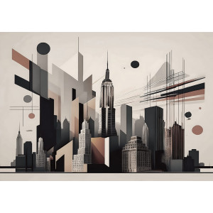 New York Cityscape Reconstructed - AI Art Wall Mural for Contemporary Interiors