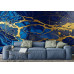 Gilded Rivers on Sapphire Blue - Luxurious AI Wall Mural