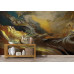 Golden Waves Abstract Art - Shimmering AI Wall Mural Golden Waves Abstract Art - Shimmering AI Wall Mural