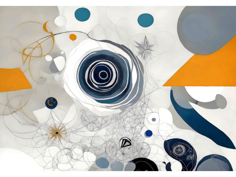 Abstract Geometric Art with Pop of Color - Modern AI Wall Mural