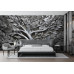 Majestic Silver Tree - AI Art Wall Mural for Contemporary Interiors