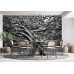 Majestic Silver Tree - AI Art Wall Mural for Contemporary Interiors