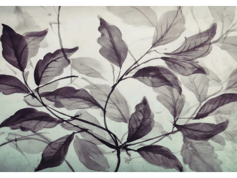 Twilight Canopy Ethereal Leaf - AI Art Wall Mural for Contemporary Interiors