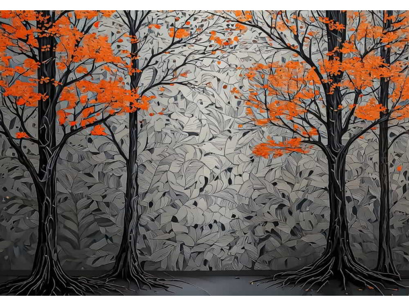 Echoes of Fall - AI Art Wall Mural for Contemporary Interiors