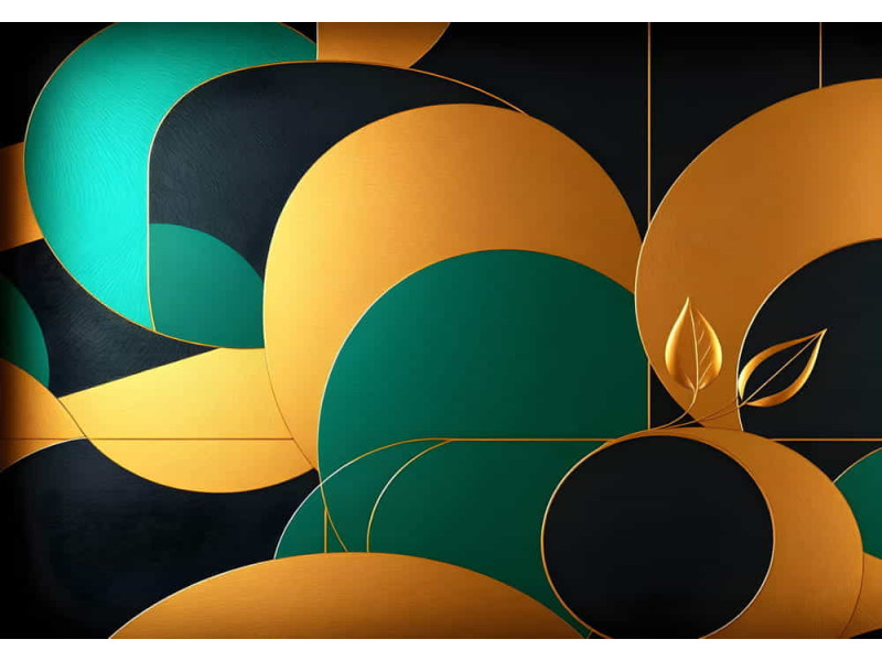 Art Deco Leafwork - AI Art Wall Mural for Contemporary Interiors Art Deco Leafwork - AI Art Wall Mural for Contemporary Interiors