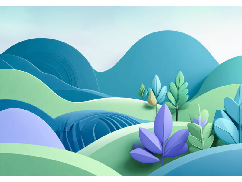 Azure Meadow - AI Art Wall Mural for Contemporary Interiors