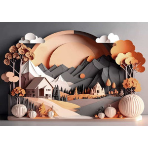 Mountain Retreat - AI Art Wall Mural for Contemporary Interiors Mountain Retreat - AI Art Wall Mural for Contemporary Interiors | Wall4Soul