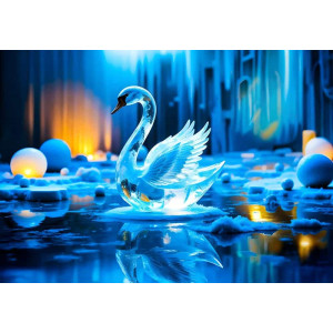 Blue Lagoon Swan - AI Art Wall Mural for Contemporary Interiors Blue Lagoon Swan - AI Art Wall Mural for Contemporary Interiors | Wall4Soul