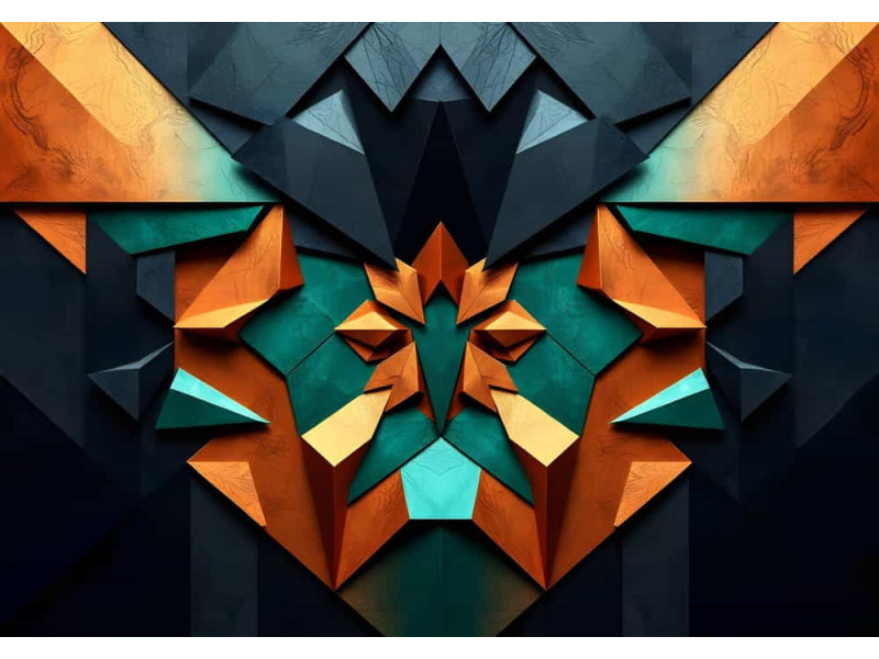 The Geometric Guardian Abstract Art - Protective AI Wall Mural