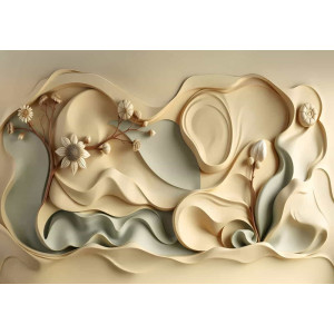 Ivory Blossom Sculpture - AI Art Wall Mural for Contemporary Interiors Ivory Blossom Sculpture - AI Art Wall Mural for Contemporary Interiors | Wall4Soul