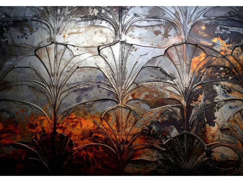 Floral Echoes in Metal - AI Art Wall Mural for Contemporary Interiors Floral Echoes in Metal - AI Art Wall Mural for Contemporary Interiors