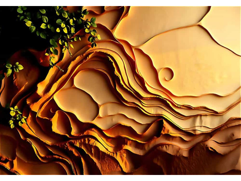 Golden Flow Liquid Metal Effect - Luxurious AI Wall Mural Golden Flow Liquid Metal Effect - Luxurious AI Wall Mural