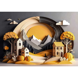 Autumn Village - AI Art Wall Mural for Contemporary Interiors | Wall4Soul