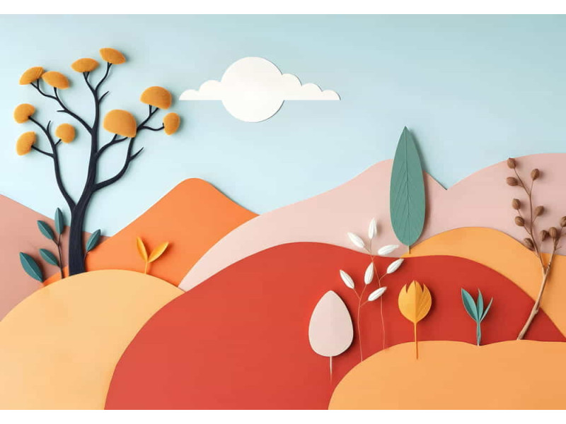 Autumn Paper Hills - AI Art Wall Mural for Contemporary Interiors Autumn Paper Hills - AI Art Wall Mural for Contemporary Interiors