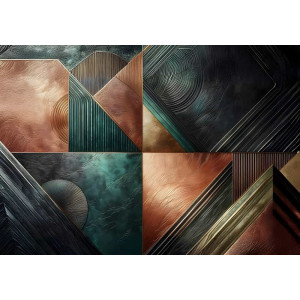 The Copper and Teal Quilt Textured Design - Warm AI Wall Mural The Copper and Teal Quilt Textured Design - Warm AI Wall Mural