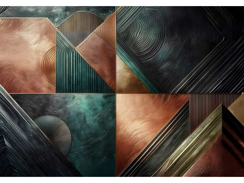 The Copper and Teal Quilt Textured Design - Warm AI Wall Mural The Copper and Teal Quilt Textured Design - Warm AI Wall Mural