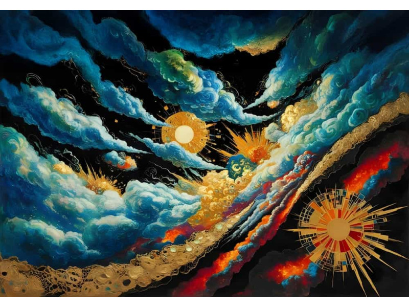 Cosmic Cloudburst Star Rain - Celestial AI Wall Mural Cosmic Cloudburst Star Rain - Celestial AI Wall Mural