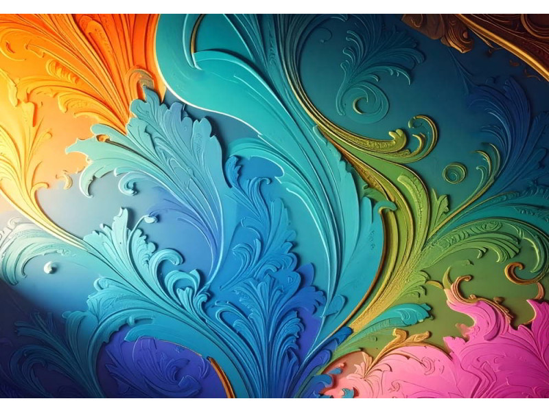 Chromatic Rococo Ornate Design - Baroque AI Wall Mural Chromatic Rococo Ornate Design - Baroque AI Wall Mural