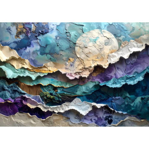 Moonlit Horizons Nightscape - Serene AI Wall Mural | Wall4Soul