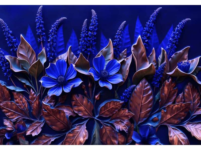 Midnight Garden Rhapsody - AI Art Wall Mural for Contemporary Interiors Midnight Garden Rhapsody - AI Art Wall Mural for Contemporary Interiors
