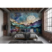 Moonlit Horizons Nightscape - Serene AI Wall Mural