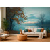 Misty Teal Lake - AI Art Wall Mural for Contemporary Interiors Misty Teal Lake - AI Art Wall Mural for Contemporary Interiors