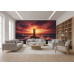 Lighthouse in Crimson Fire - AI Art Wall Mural for Contemporary Interiors