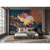 Textured Sunset Citadel - AI Art Wall Mural for Contemporary Interiors Textured Sunset Citadel - AI Art Wall Mural for Contemporary Interiors